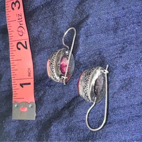 Cherry Ruby facet cut gem statement earrings - Picture 6 of 7